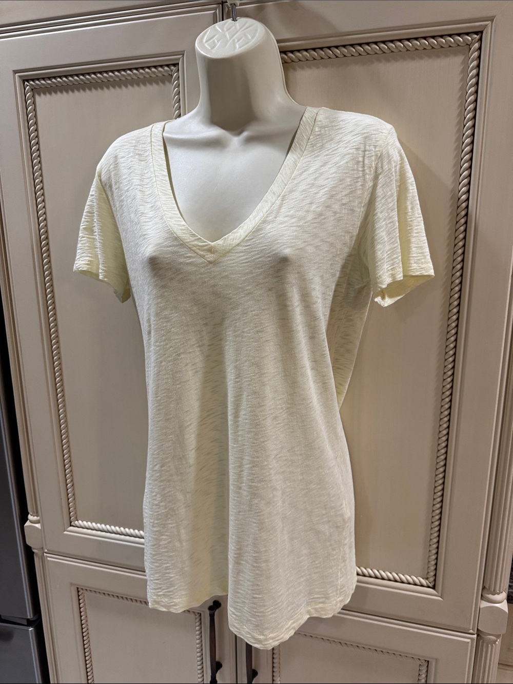 Rag & Bone Pale Yellow V-Neck Short Sleeve Tee Snall